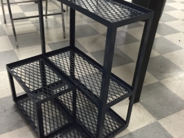 Shelves installed & powder coated